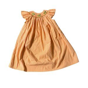 Be Mine Smocked Orange Gingham Toddler dress turtle Button Closure 24 months